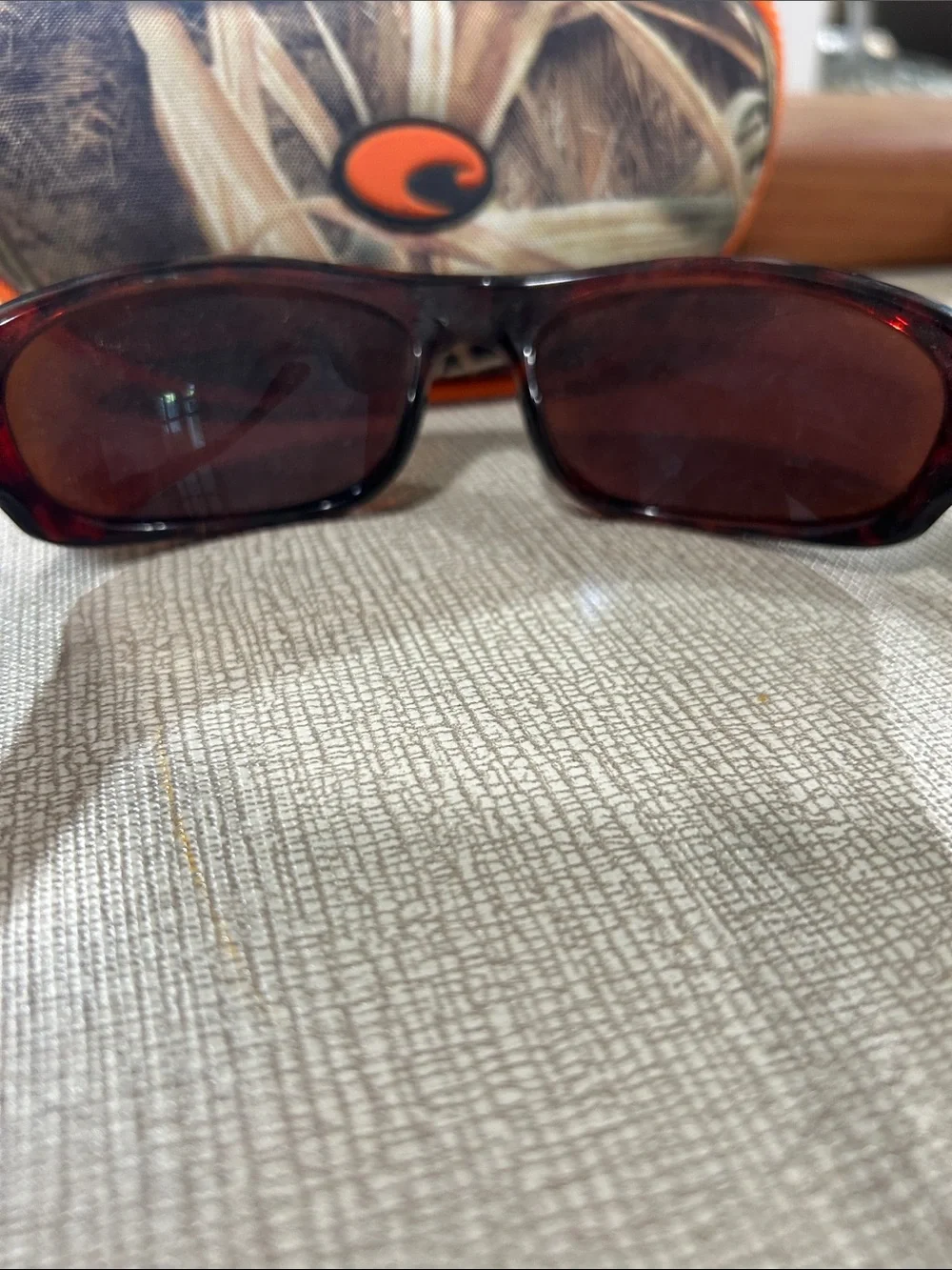 Costa Men's Sunglasses - Dark Red Frame with Blue-Green Mirrored Lenses